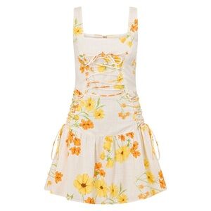 SABO Brea Floral Cotton Lace Up Mini Dress 2